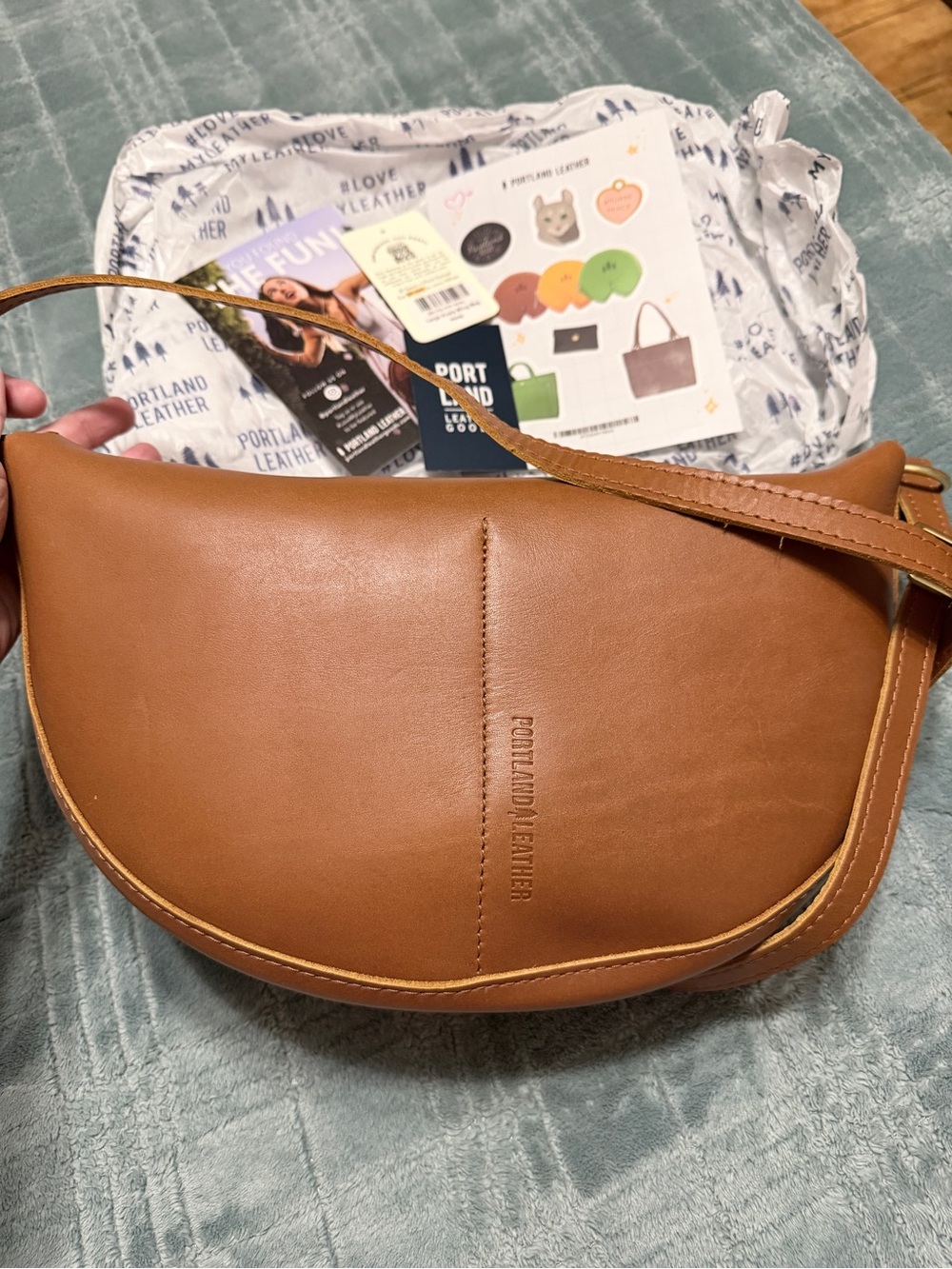 Portland Leather, Honey, Large Koala Crossbody Bag - Picture 2 of 10
